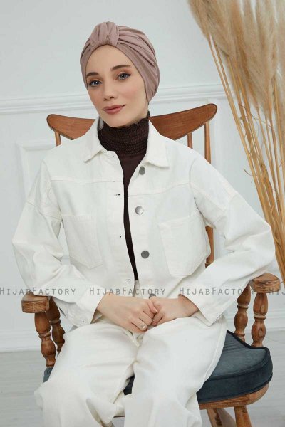 Laura - Turban En Coton Taupe
