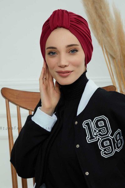 Laura - Turban En Coton Bordeaux