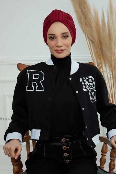 Laura - Turban En Coton Bordeaux