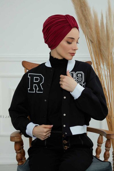 Laura - Turban En Coton Bordeaux