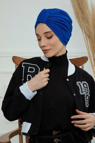 Laura - Turban En Coton Bleu