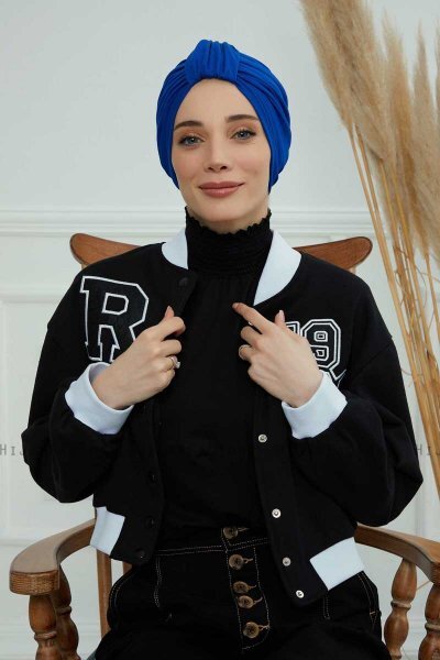 Laura - Turban En Coton Bleu