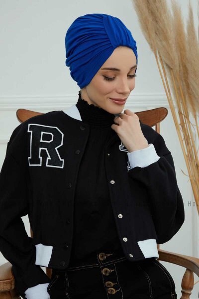 Laura - Turban En Coton Bleu