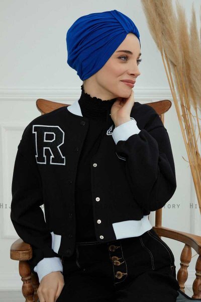 Laura - Turban En Coton Bleu