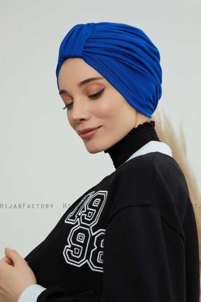 Laura - Turban En Coton Bleu
