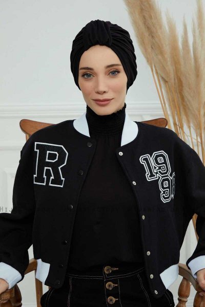 Laura - Turban En Coton Noir