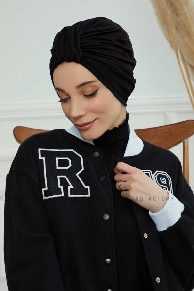 Laura - Turban En Coton Noir