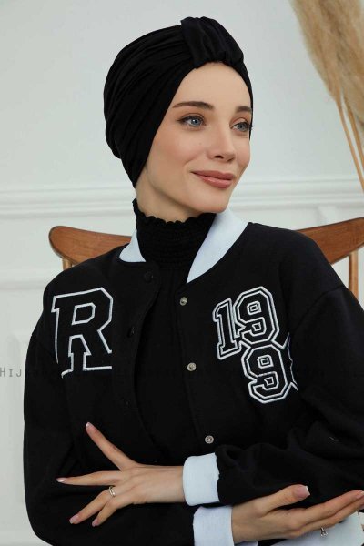 Laura - Turban En Coton Noir