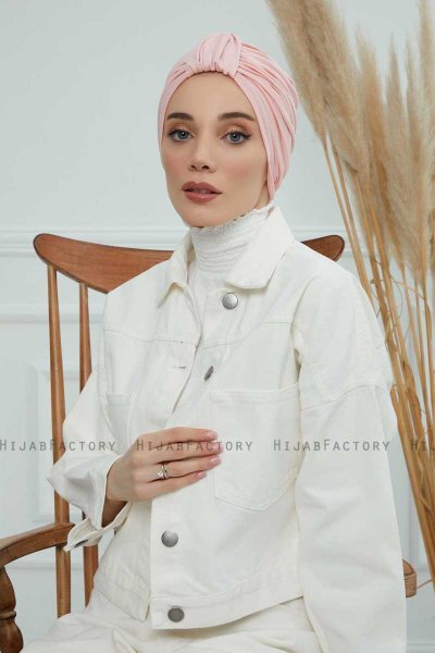 Laura - Turban En Coton Vieux Rose