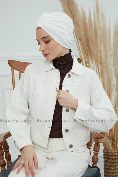Laura - Turban En Coton Crème