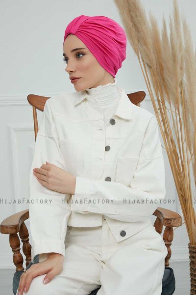 Laura - Turban En Coton Fuchsia
