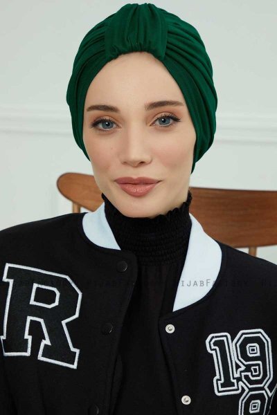 Laura - Turban En Coton Vert Foncé
