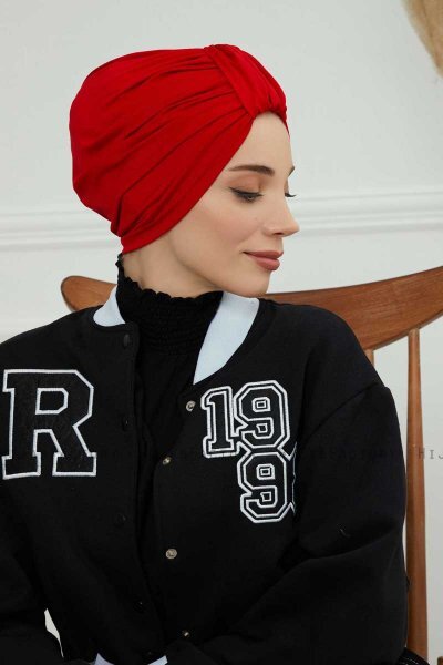 Laura - Turban En Coton Rouge