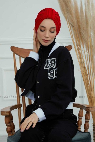 Laura - Turban En Coton Rouge