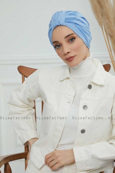 Laura - Turban En Coton Sky Blue