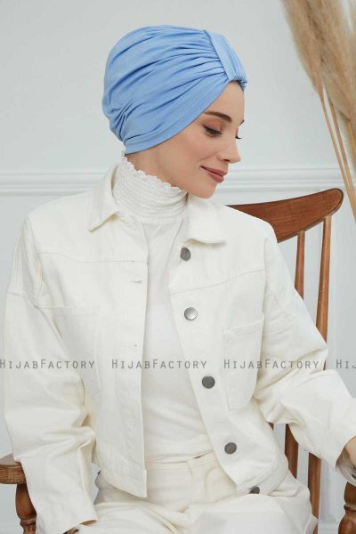 Laura - Turban En Coton Sky Blue