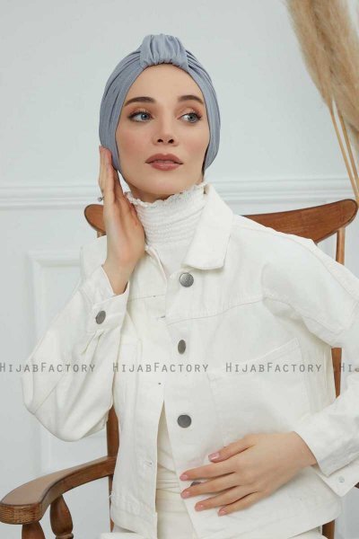 Laura - Turban En Coton Gris Clair