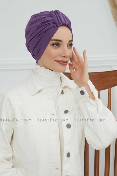 Laura - Turban En Coton Violet