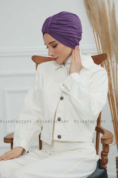 Laura - Turban En Coton Violet
