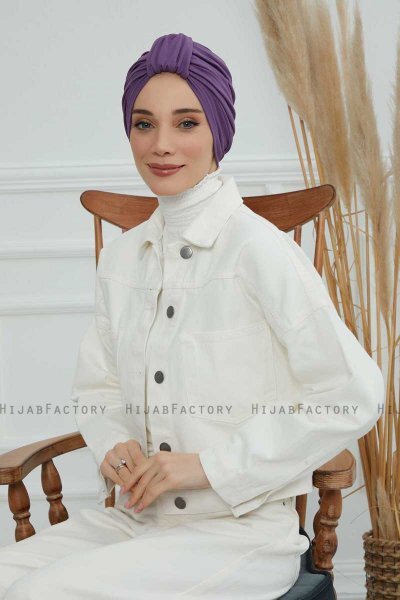 Laura - Turban En Coton Violet
