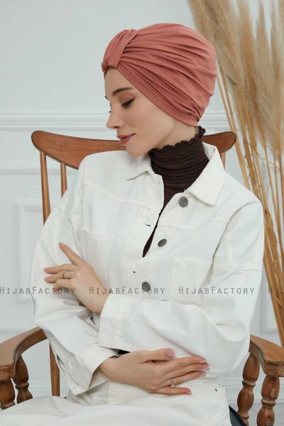Laura - Turban En Coton Saumon
