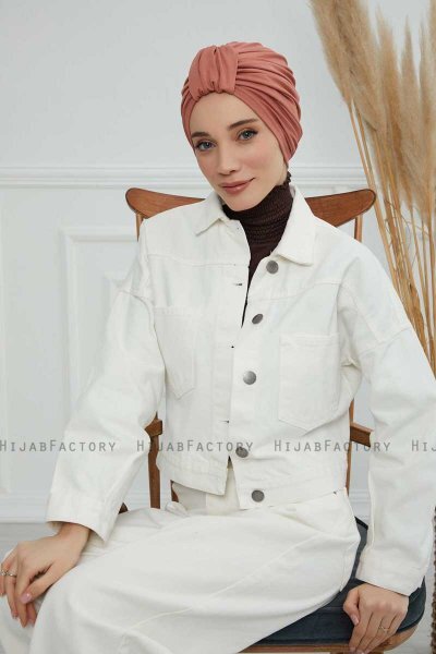 Laura - Turban En Coton Saumon