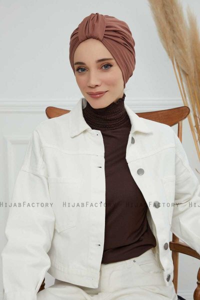 Laura - Turban En Coton Caramel