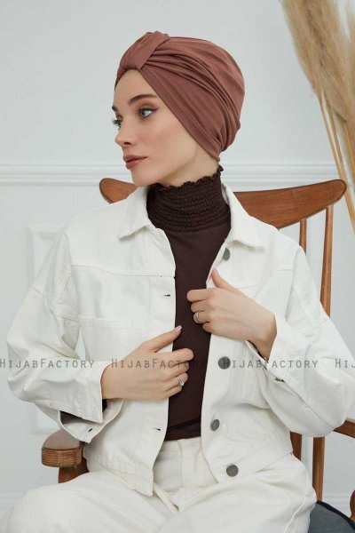 Laura - Turban En Coton Caramel