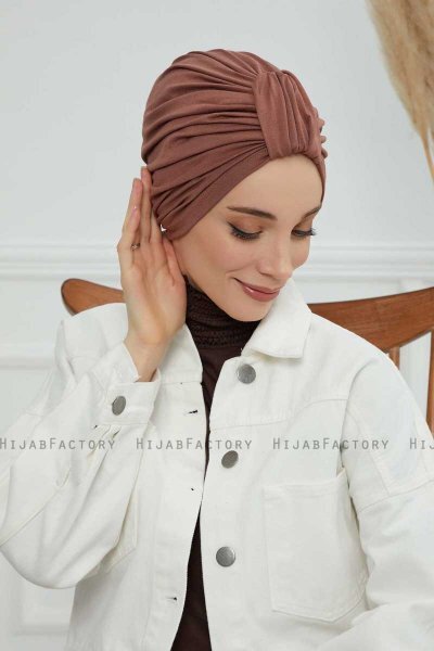 Laura - Turban En Coton Caramel