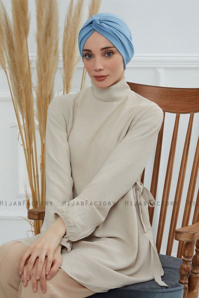 Astrid - Turban En Coton Sky Blue