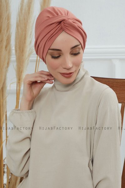 Astrid - Turban En Coton Saumon