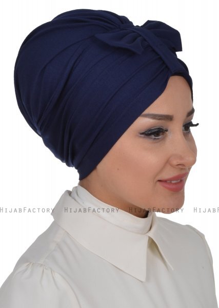 Agnes - Turban En Coton Bleu Marin - Ayse Turban