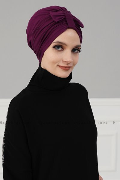 Agnes - Turban En Coton Violet - Ayse Turban