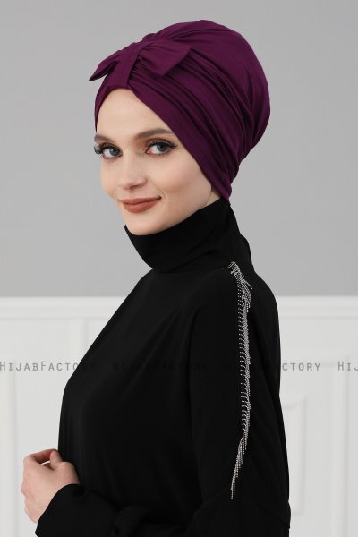 Agnes - Turban En Coton Violet - Ayse Turban