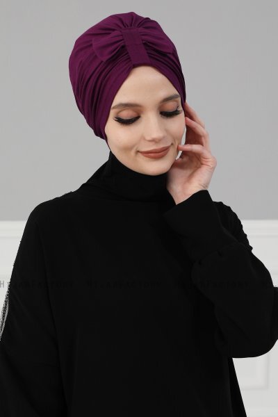 Agnes - Turban En Coton Violet - Ayse Turban