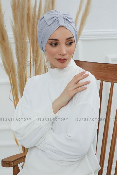 Agnes - Turban En Coton Gris Clair