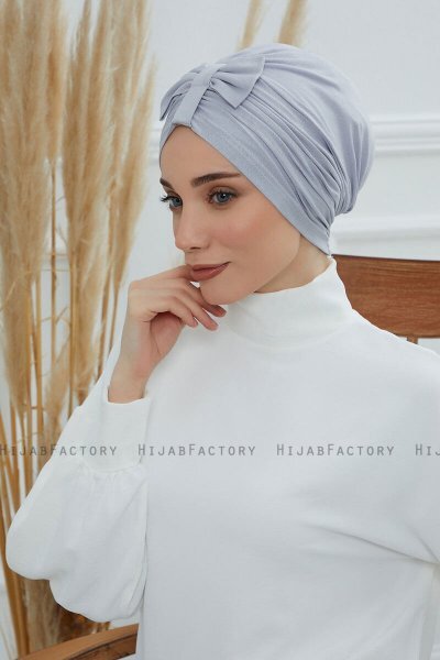 Agnes - Turban En Coton Gris Clair