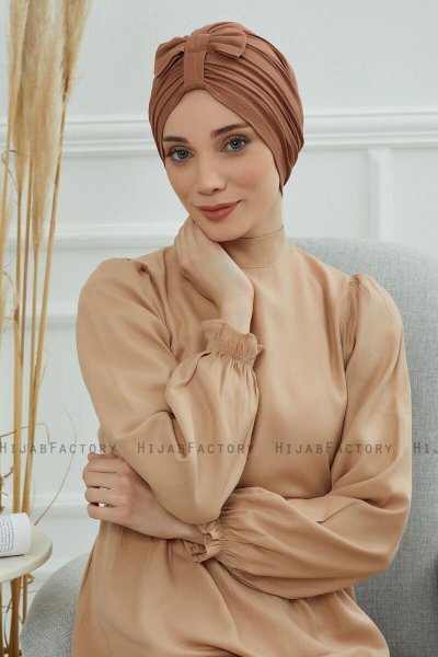 Agnes - Turban En Coton Caramel