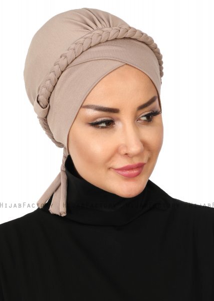 Olivia - Turban En Coton Taupe - Ayse Turban