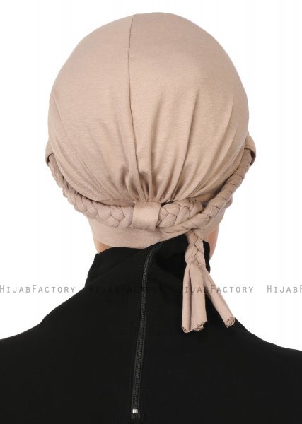 Olivia - Turban En Coton Taupe - Ayse Turban