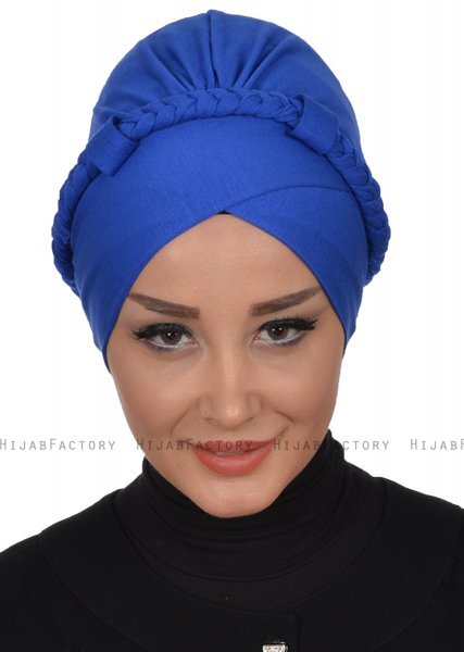 Olivia - Turban En Coton Bleu - Ayse Turban