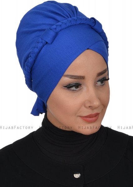 Olivia - Turban En Coton Bleu - Ayse Turban