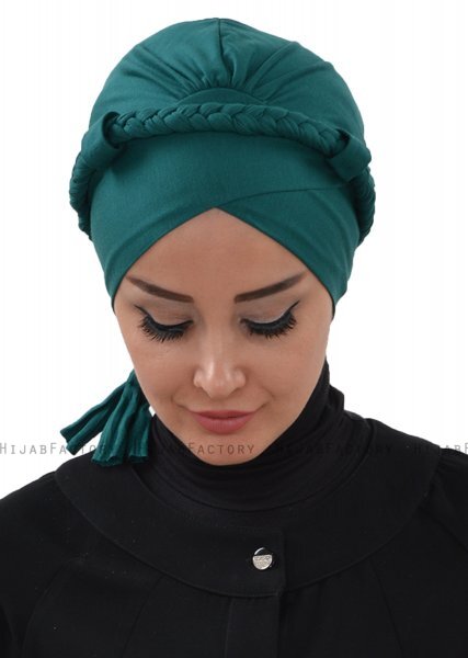 Olivia - Turban En Coton Vert Foncé - Ayse Turban