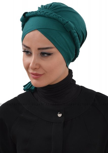 Olivia - Turban En Coton Vert Foncé - Ayse Turban
