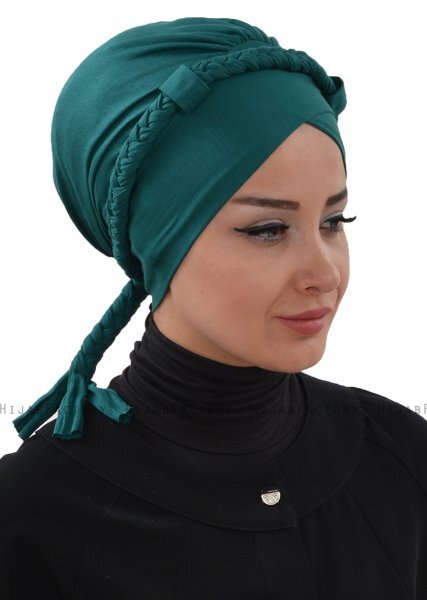 Olivia - Turban En Coton Vert Foncé - Ayse Turban