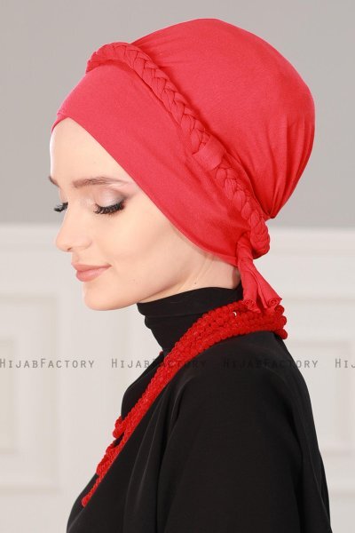 Olivia - Turban En Coton Rouge - Ayse Turban