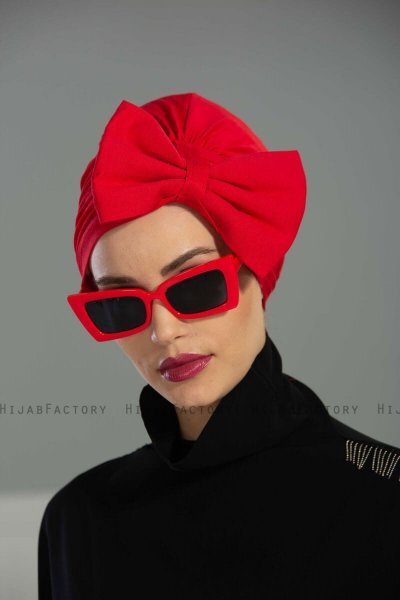 Julia - Turban En Coton Rouge - Ayse Turban