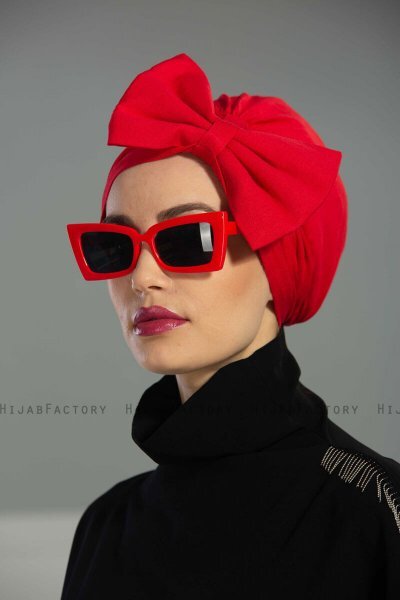 Julia - Turban En Coton Rouge - Ayse Turban