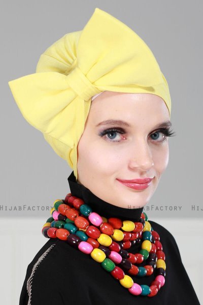 Julia - Turban En Coton Jaune - Ayse Turban