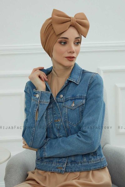 Julia - Turban En Coton Marron Clair